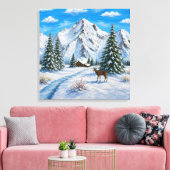 Besneeuwd bergdal canvas afdruk (Insitu (Woonkamer))