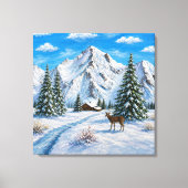 Besneeuwd bergdal canvas afdruk (Voorkant)