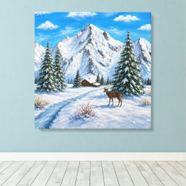 Besneeuwd bergdal canvas afdruk