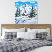 Besneeuwd bergdal canvas afdruk (Insitu (Slaapkamer))