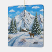 Besneeuwd bergdal keramisch ornament (Links)