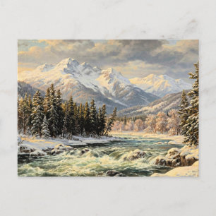 Besneeuwd berglandschap briefkaart