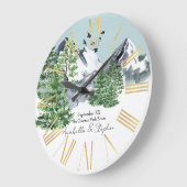 Besneeuwd berglandschap met dennenbossen grote klok (Hoek)