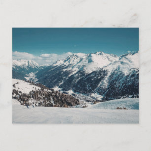 Besneeuwd bergpanorama vintage Reis Briefkaart