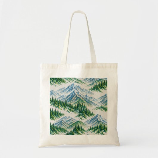 Besneeuwd bergwoudlandschap tote bag (Voorkant)