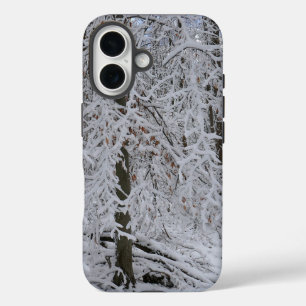 Besneeuwd berkenboom bladerdak iPhone 16 hoesje