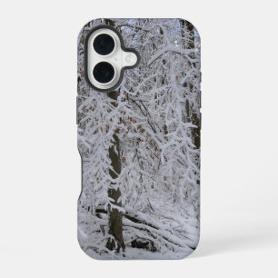 Besneeuwd berkenboom bladerdak iPhone 16 hoesje