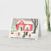  besneeuwd bezoek feestdagen kaart (Achterkant)