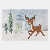 Besneeuwd bos met een baby hert inpakpapier vel (Voorkant)