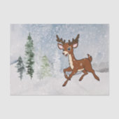 Besneeuwd bos met een baby hert tissuepapier (Voorkant)