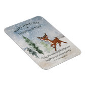 Besneeuwd bos met een baby herten kerst magneet (Rechterzijde)