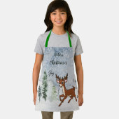 Besneeuwd bos met een baby herten kerst schort (Insitu)