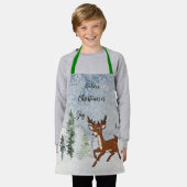 Besneeuwd bos met een baby herten kerst schort (Gedragen)