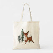Besneeuwd bos met een baby herten kerst tote bag (Achterkant)