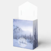 Besneeuwd bos met mist sparrenbos winter wonderlan bedankdoosjes (Geopend)