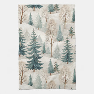Besneeuwd Bos Patroon – Vredig Winterlandschap Theedoek