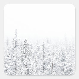 Besneeuwd bos vierkante sticker