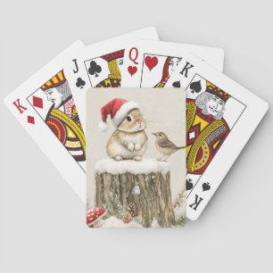 Besneeuwd bos winter boslandschap Kerstmis Konijn  Pokerkaarten