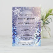 besneeuwd bos | Winter bruiloft uitnodiging (Staand voorkant)