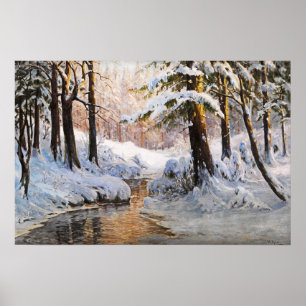 Besneeuwd boslandschap, Walter Moras Poster