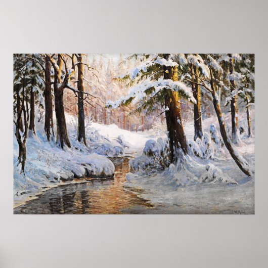 Besneeuwd boslandschap, Walter Moras Poster (Voorkant)