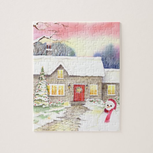 Besneeuwd Cottage Legpuzzel (Verticaal)