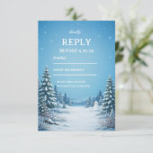 Besneeuwd dennen dal RSVP kaartje (Staand voorkant)