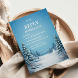 Besneeuwd dennen dal RSVP kaartje
