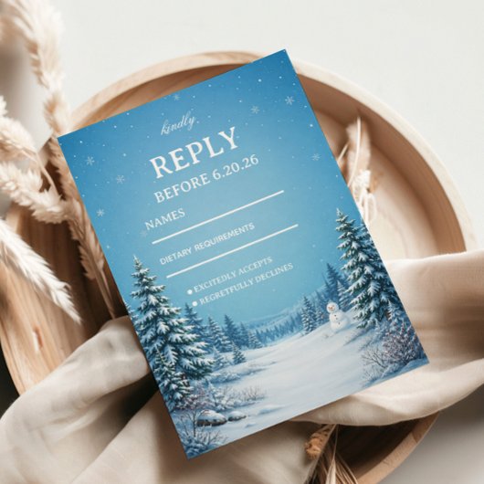 Besneeuwd dennen dal RSVP kaartje