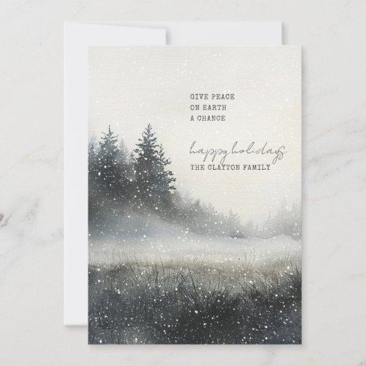 Besneeuwd dennenbos Kerstmis Feestdagenkaart (Voorkant)