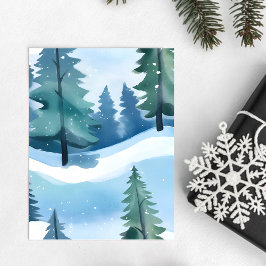 Besneeuwd dennenbos | Winter waterverf Briefkaart