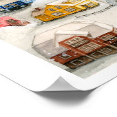 Besneeuwd dorpslandschap in de winter kunst poster (Hoek)