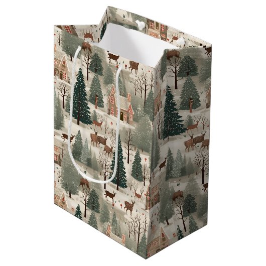 Besneeuwd Dorpsroom Medium Cadeauzakje (Voorkant Gekanteld)