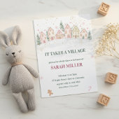 Besneeuwd dorpswinter babyshower kaart