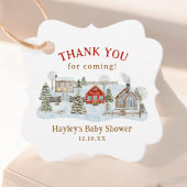 Besneeuwd dorpswintervakantie dank je voor je koms bedankjes labels