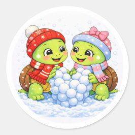 Besneeuwd hart ronde sticker