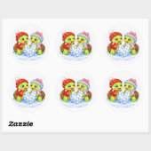 Besneeuwd hart ronde sticker (Vel)