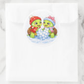 Besneeuwd hart ronde sticker (Tas)