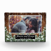 Besneeuwd Hout & Bos Foto Overlay Glas Blok (Voorkant)