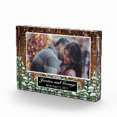 Besneeuwd Hout & Bos Foto Overlay Glas Blok (Rechts)