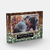 Besneeuwd Hout & Bos Foto Overlay Glas Blok (Links)