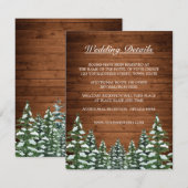 Besneeuwd hout & bos land dennen bruiloft details informatiekaartje (Voorkant / Achterkant)