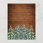 Besneeuwd hout & bos land dennen bruiloft details informatiekaartje (Achterkant)