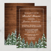 Besneeuwd hout & bos landelijke dennen bruidsdouch kaart (Voorkant / Achterkant)