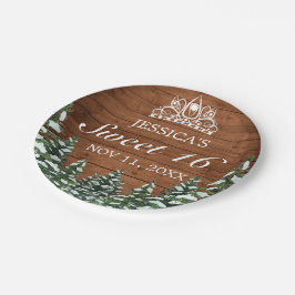 Besneeuwd Hout & Bos Landelijke dennen Tiara Sweet Papieren Bordje