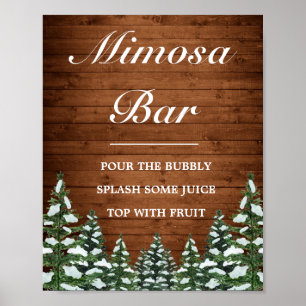 Besneeuwd Hout & Bos Pines Mimosa Bar Trouwbord Poster
