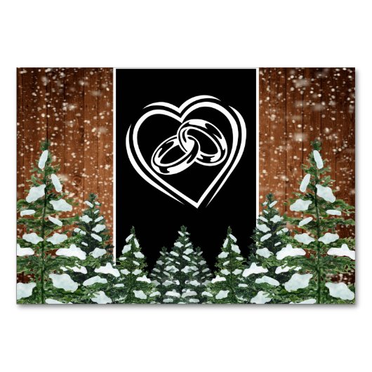 Besneeuwd Hout & Bos Zwart Pine Tafelnummer (Achterkant)