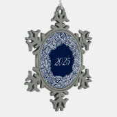 Besneeuwd Jaar Tin Sneeuwvlok Ornament (Links)