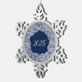 Besneeuwd Jaar Tin Sneeuwvlok Ornament (Rechts)