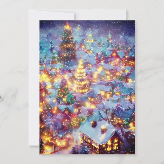 Besneeuwd Kerst dorp budget Kerstmis Feestdagenkaart (Voorkant)